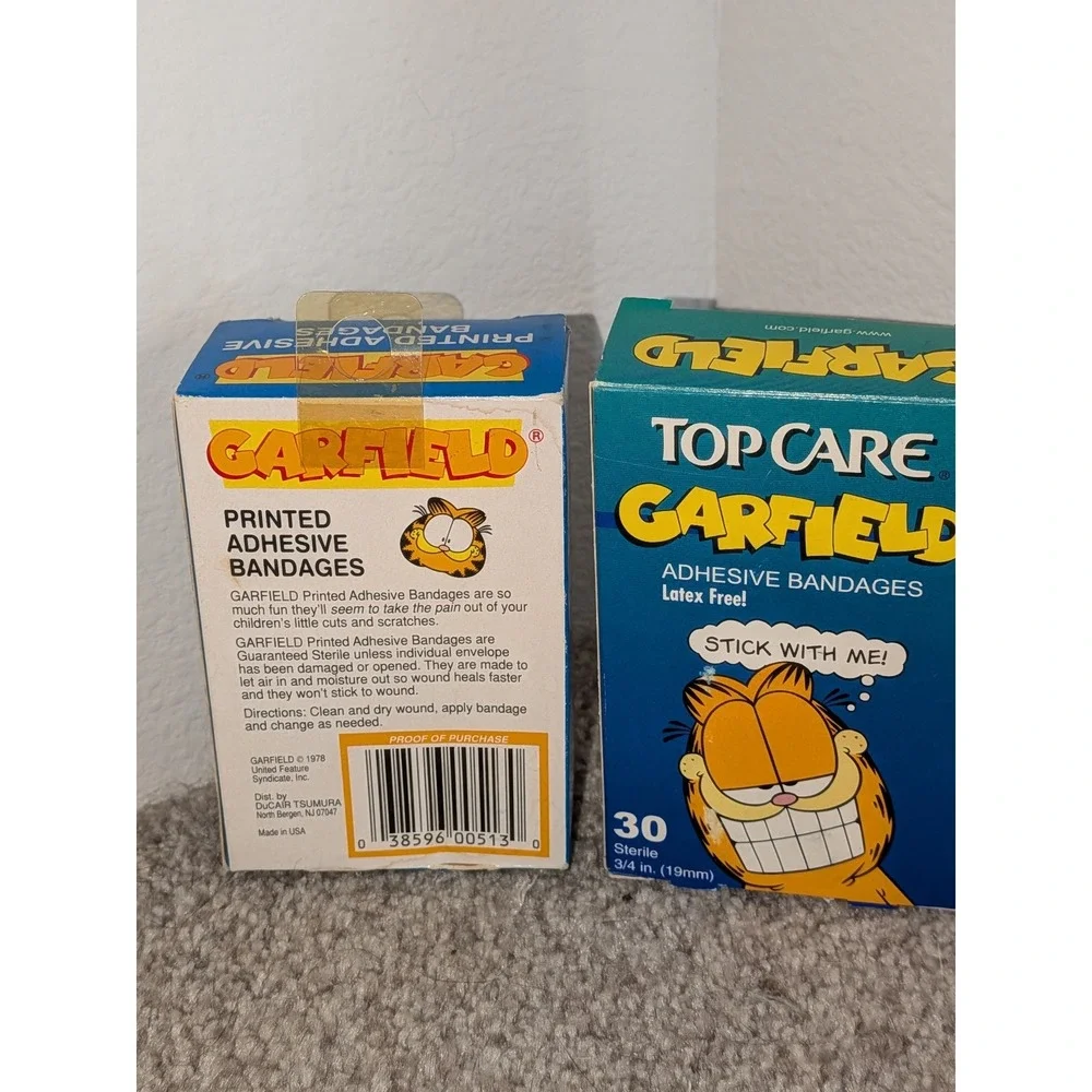 Garfield 2 Boxes Bandages‎ Vintage Printed Adhesive Strips Kid Care Top Care